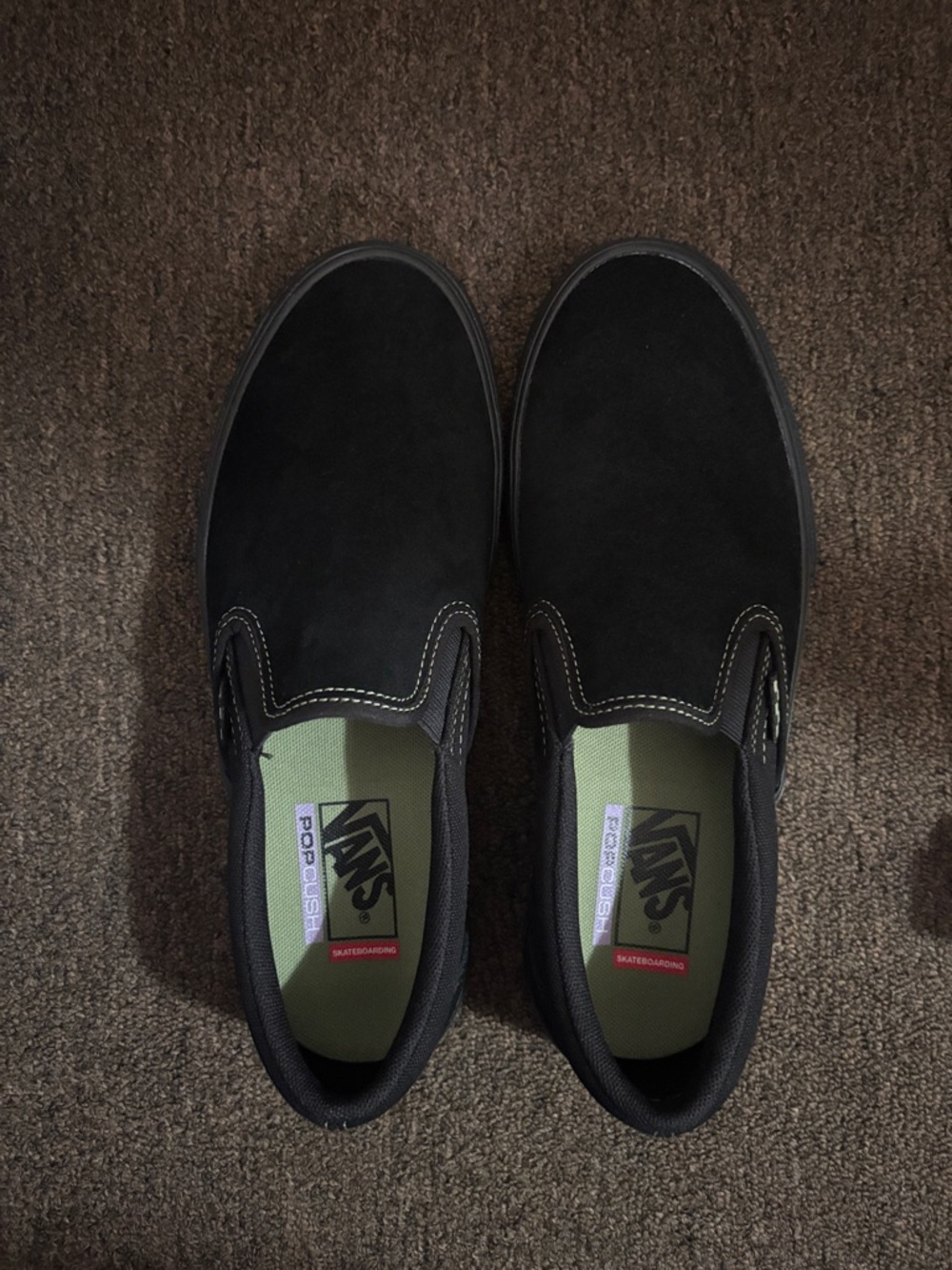 Vans Skate Slip-On, Suede, 9.0, Black/Black/Olive